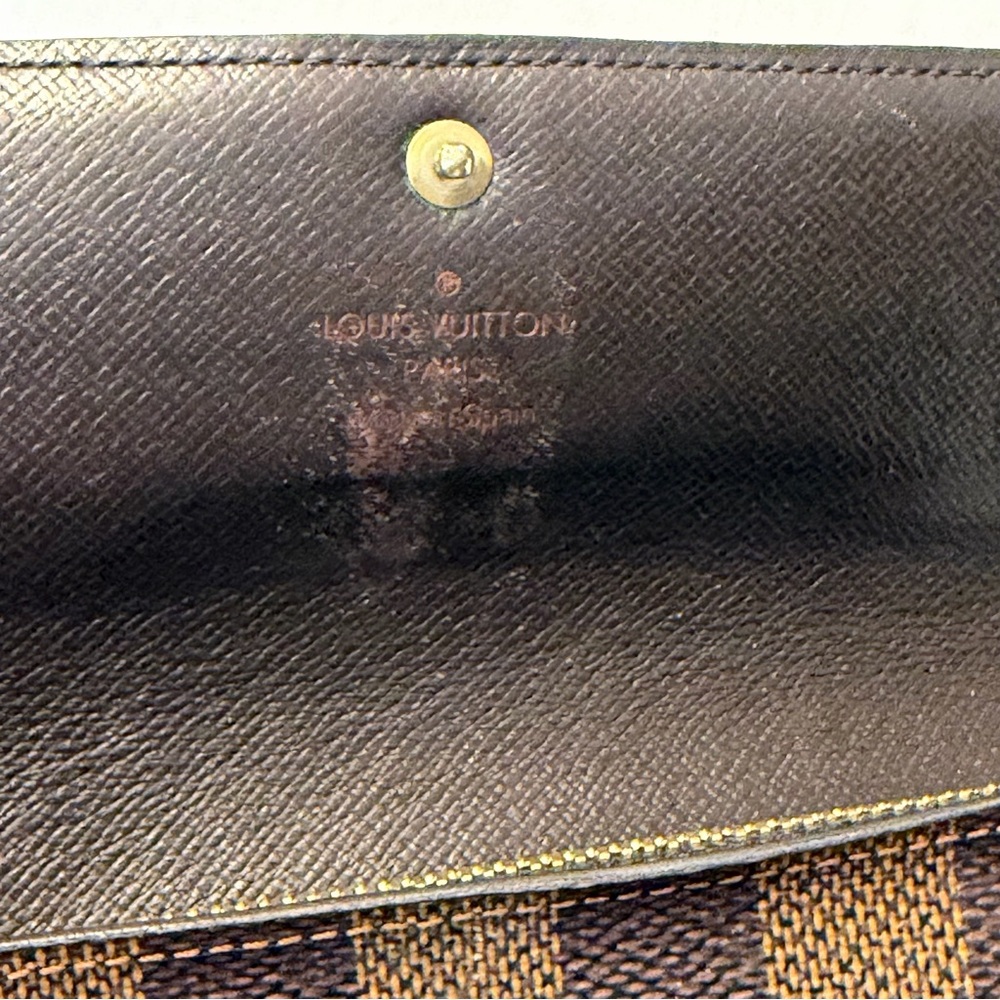 Louis Vuitton Damier‎ Ebene Sarah Long Wallet Snap Button Zip Coin - Picture 4 of 9